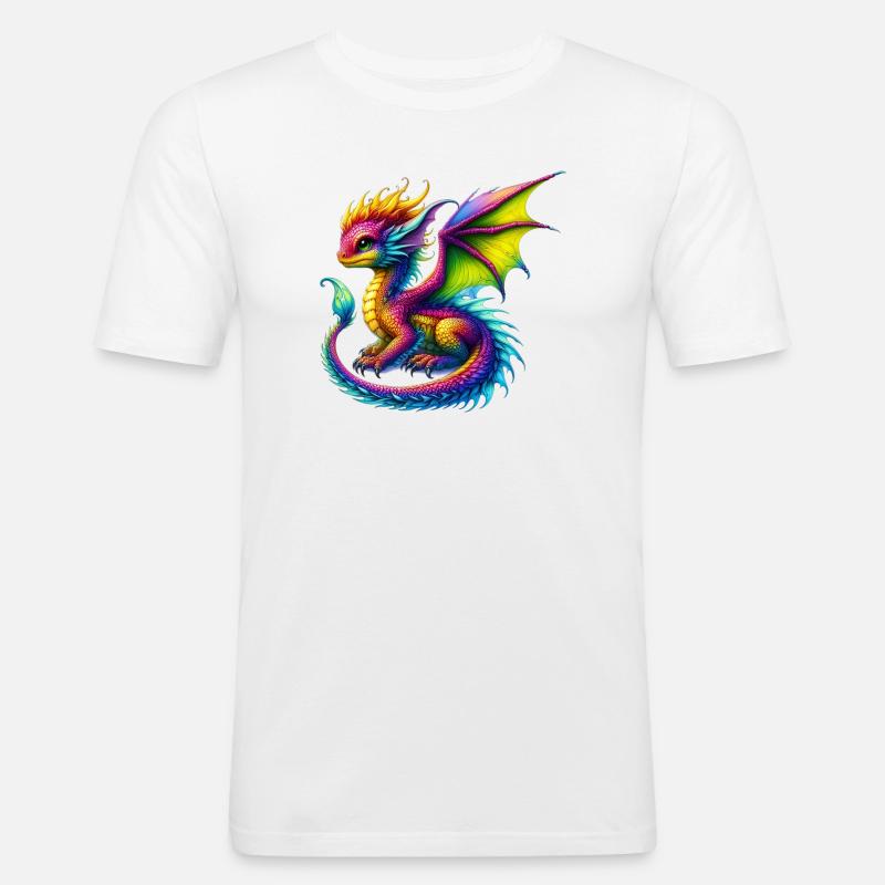 Drache - Männer Slim Fit T-Shirt - Weiß