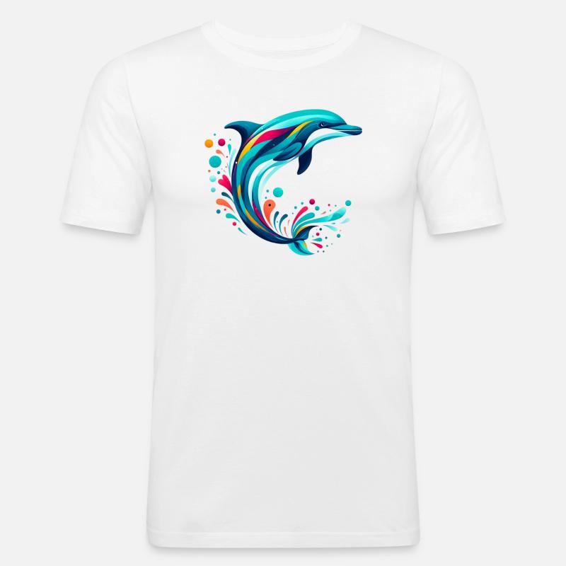 Delfin - Männer Slim Fit T-Shirt - Weiß