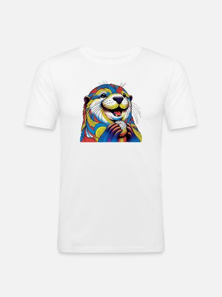 Loutre - T-shirt près du corps Homme - blanc