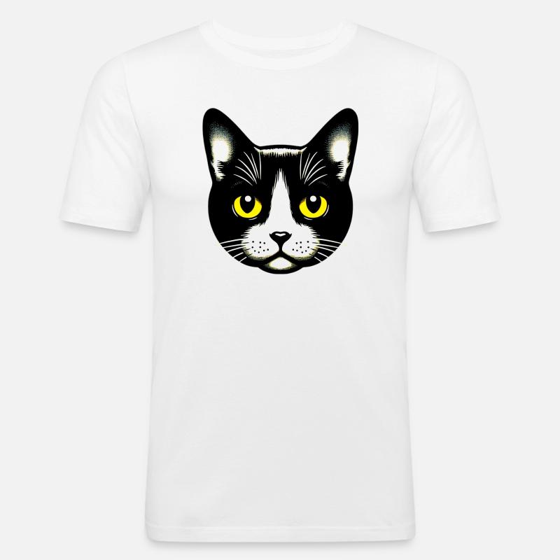 Katze - Männer Slim Fit T-Shirt - Weiß
