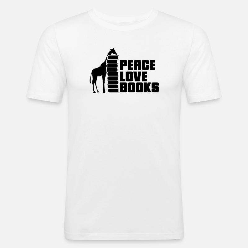 Lesen Bücher Buch Giraffe - Männer Slim Fit T-Shirt - Weiß
