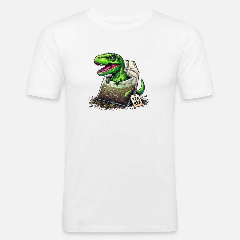 Tea Rex T-Rex Dinosaurier - Männer Slim Fit T-Shirt - Weiß