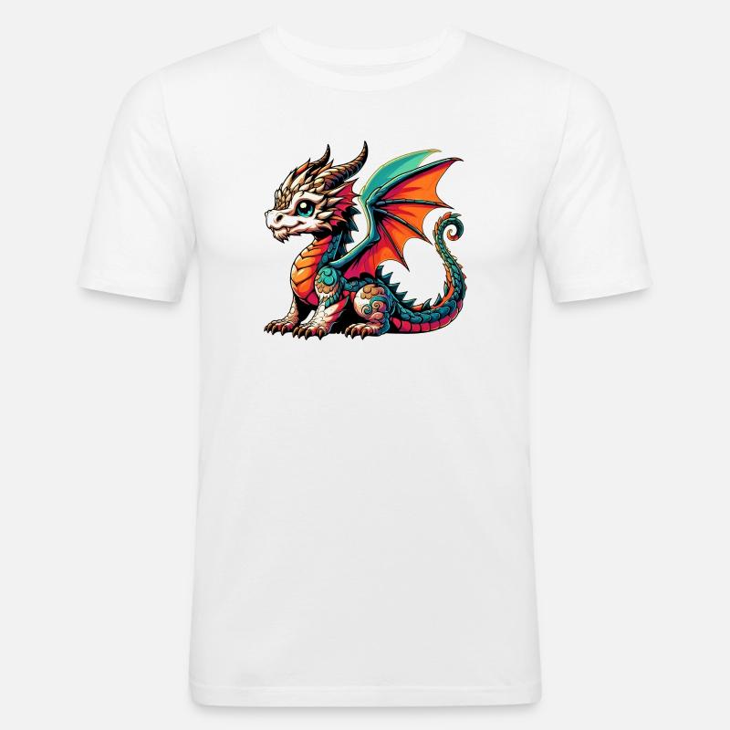Drache - Männer Slim Fit T-Shirt - Weiß