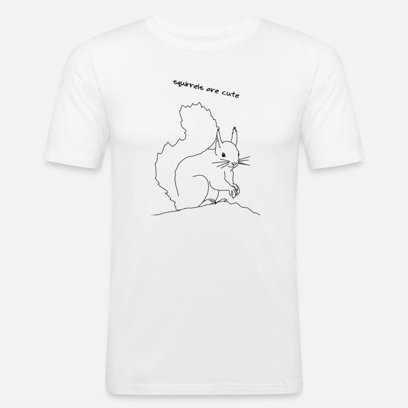 Eichhörnchen süß, lineart - Männer Slim Fit T-Shirt - Weiß