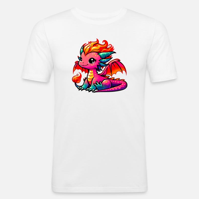 Drache - Männer Slim Fit T-Shirt - Weiß