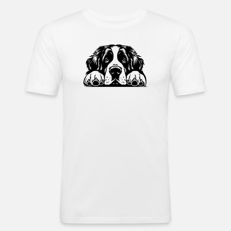 Bernhardiner Kopf mit Pfoten - Männer Slim Fit T-Shirt - Weiß