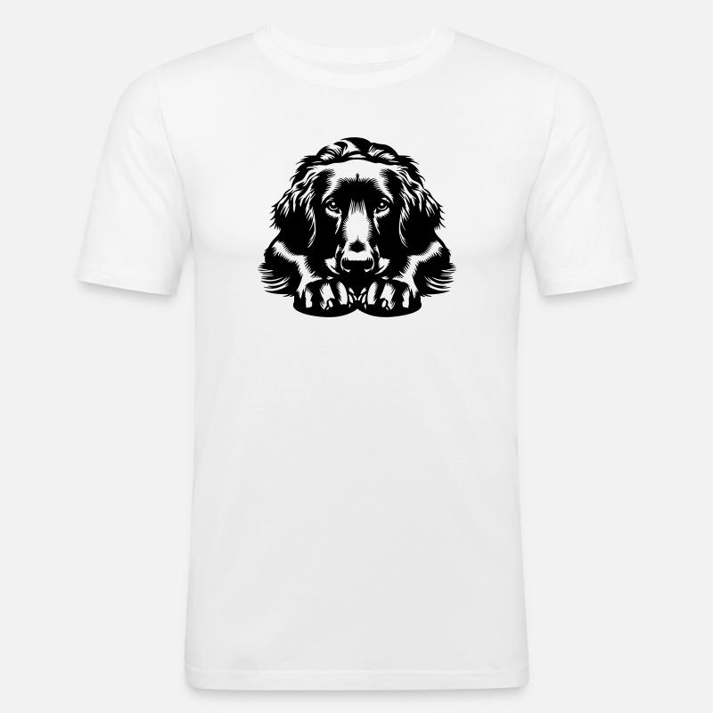 Flatcoated Retriever - Slim Fit T-shirt herr - vit