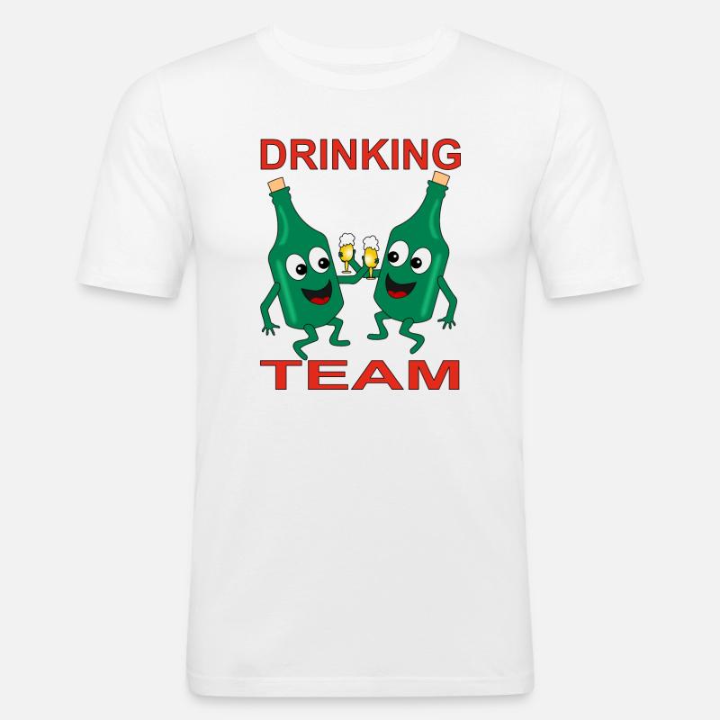 Verschmitzte Bierflaschen Trinkteam - Männer Slim Fit T-Shirt - Weiß