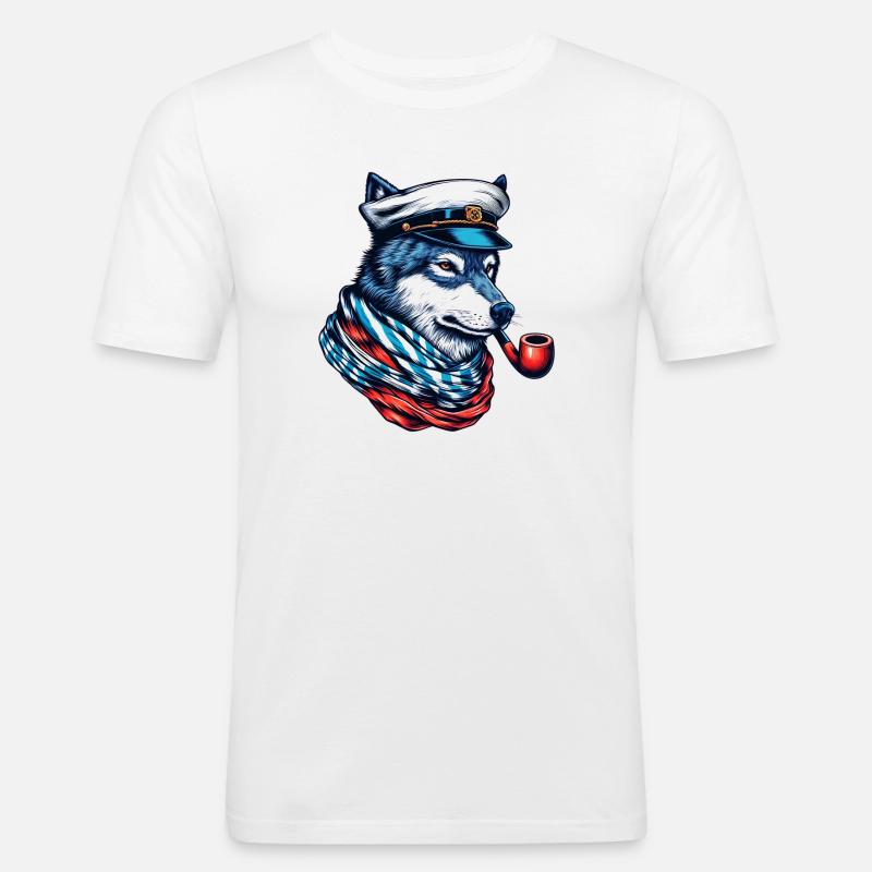 Seewolf Wolf Wölfe - Männer Slim Fit T-Shirt - Weiß