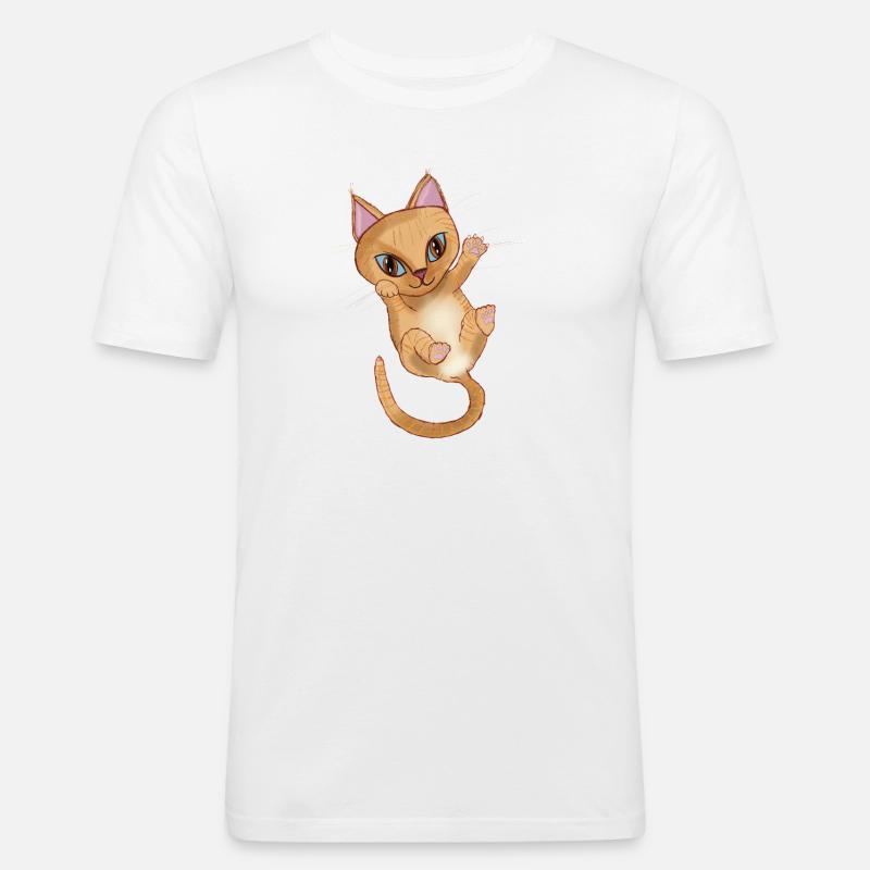 Süßes orangefarbenes Kätzchen - Männer Slim Fit T-Shirt - Weiß
