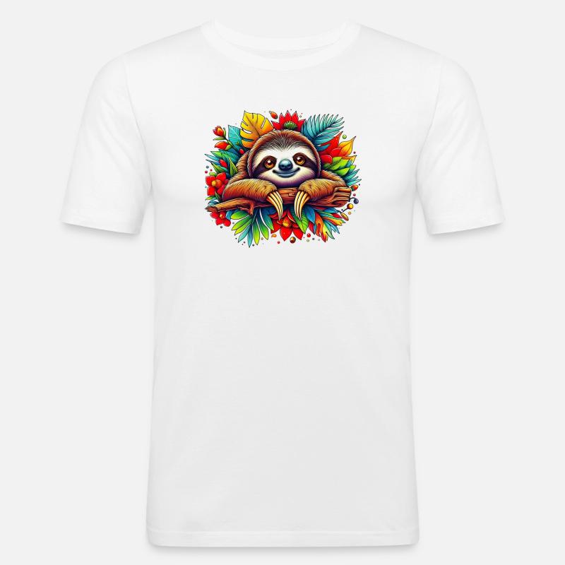 Faultier - Männer Slim Fit T-Shirt - Weiß