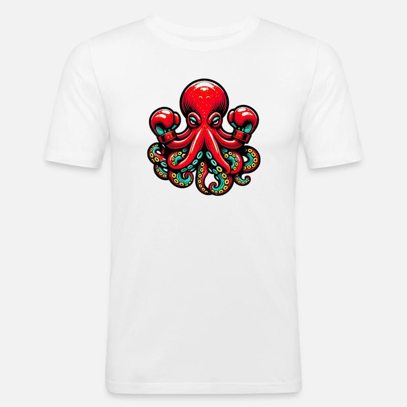 Krake - Männer Slim Fit T-Shirt - Weiß