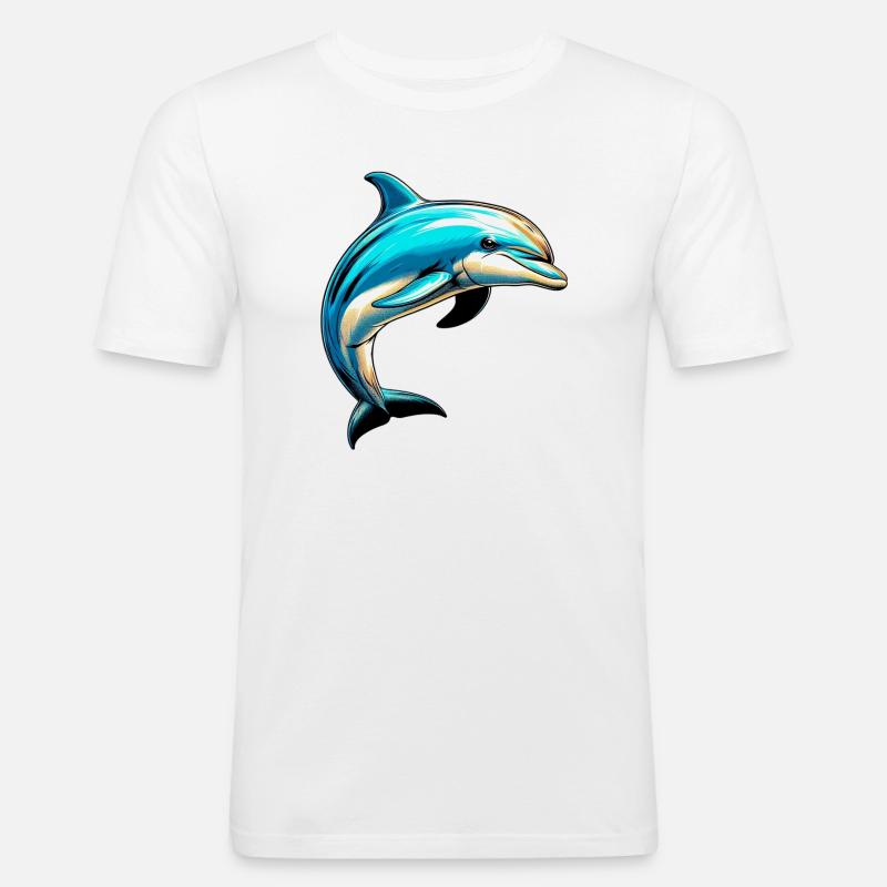 Delfin - Männer Slim Fit T-Shirt - Weiß
