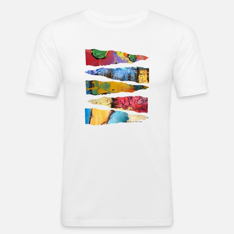 Abstraktes buntes Farbschicht-Design - Männer Slim Fit T-Shirt - Weiß