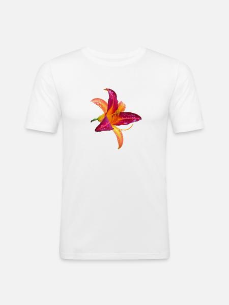Tropical Daylily - Hemerocallis Bloom - Men's Slim Fit T-Shirt - white