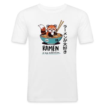 Cute Red Panda in Ramen Bowl - Men's Slim Fit T-Shirt - white - Front - Nik (191cm)