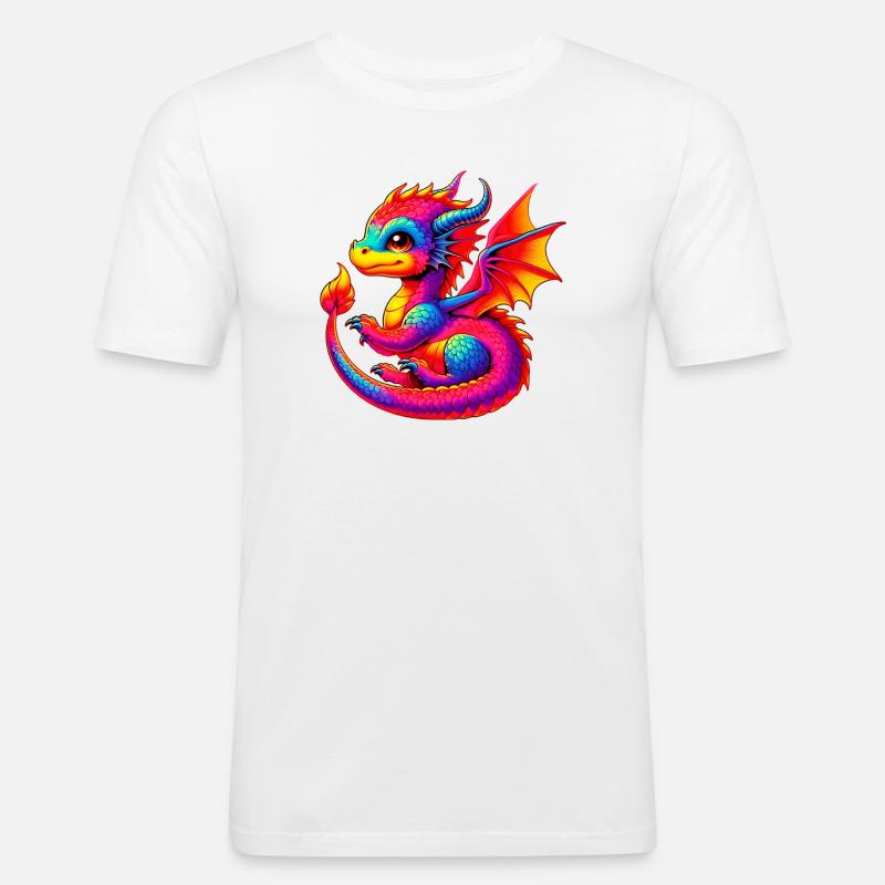 Drache - Männer Slim Fit T-Shirt - Weiß