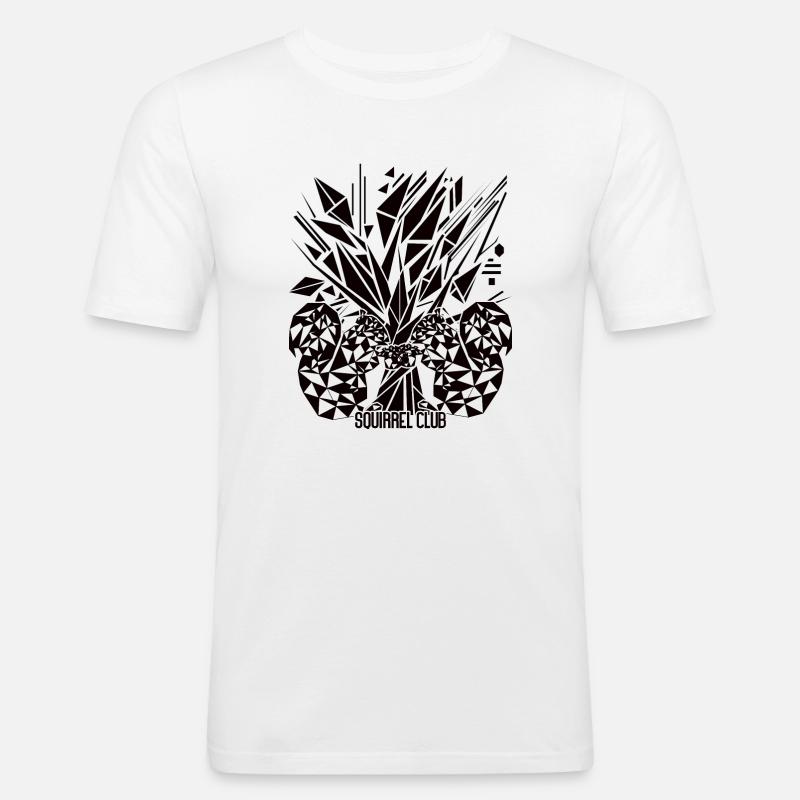 Lebensbaum mit Eichhörnchen – Geometrisches Design - Männer Slim Fit T-Shirt - Weiß