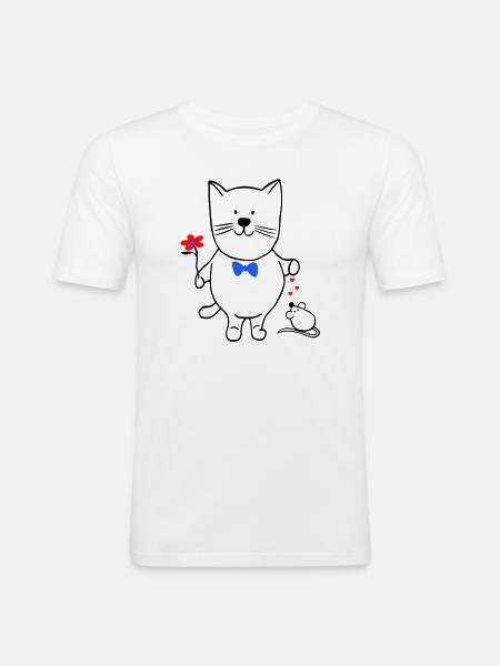 Cat and Mouse - Men's Slim Fit T-Shirt - white