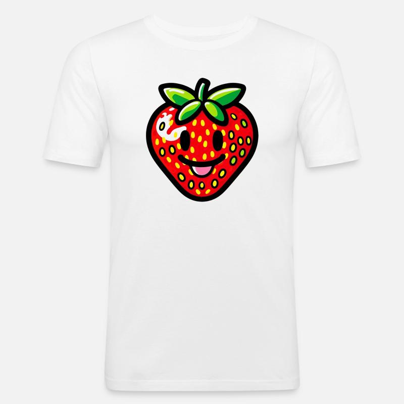 Erdbeeren Erdbeeren - Männer Slim Fit T-Shirt - Weiß