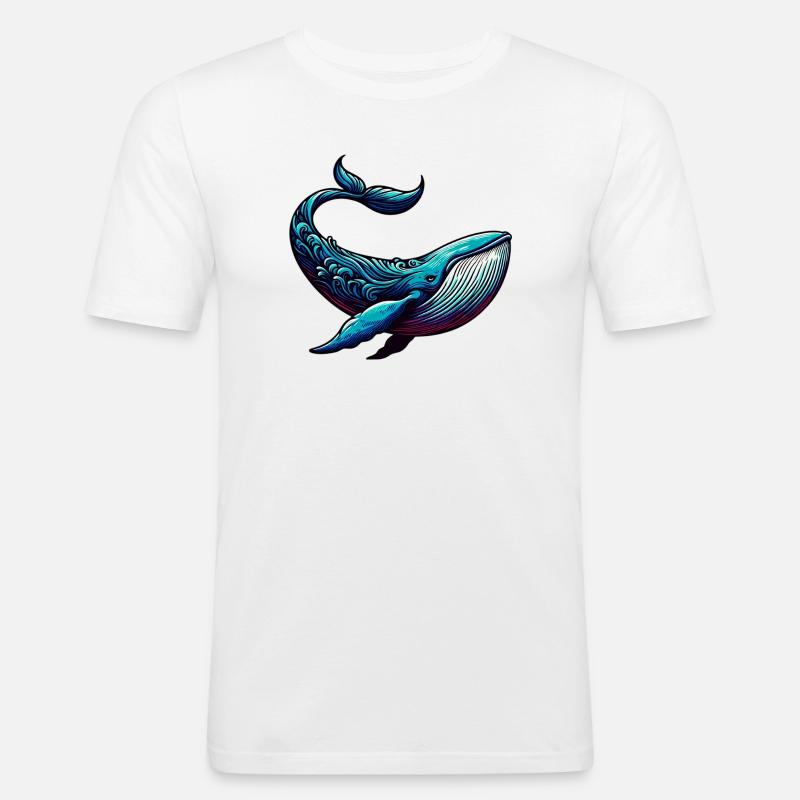 Wal - Männer Slim Fit T-Shirt - Weiß