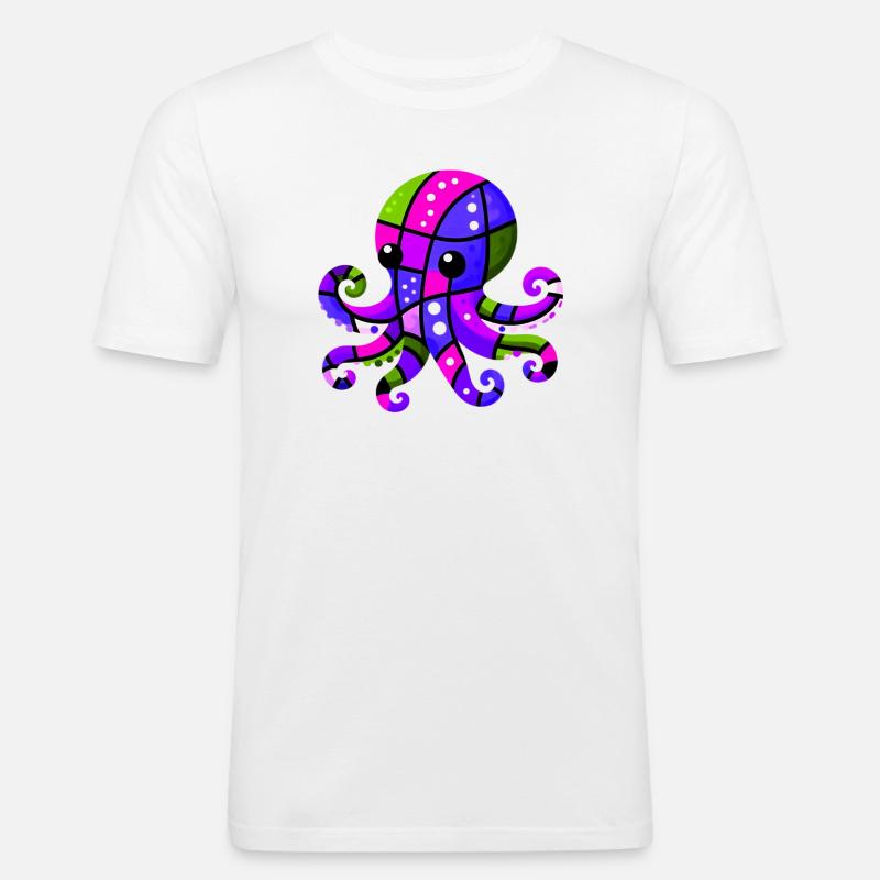 Krake - Männer Slim Fit T-Shirt - Weiß