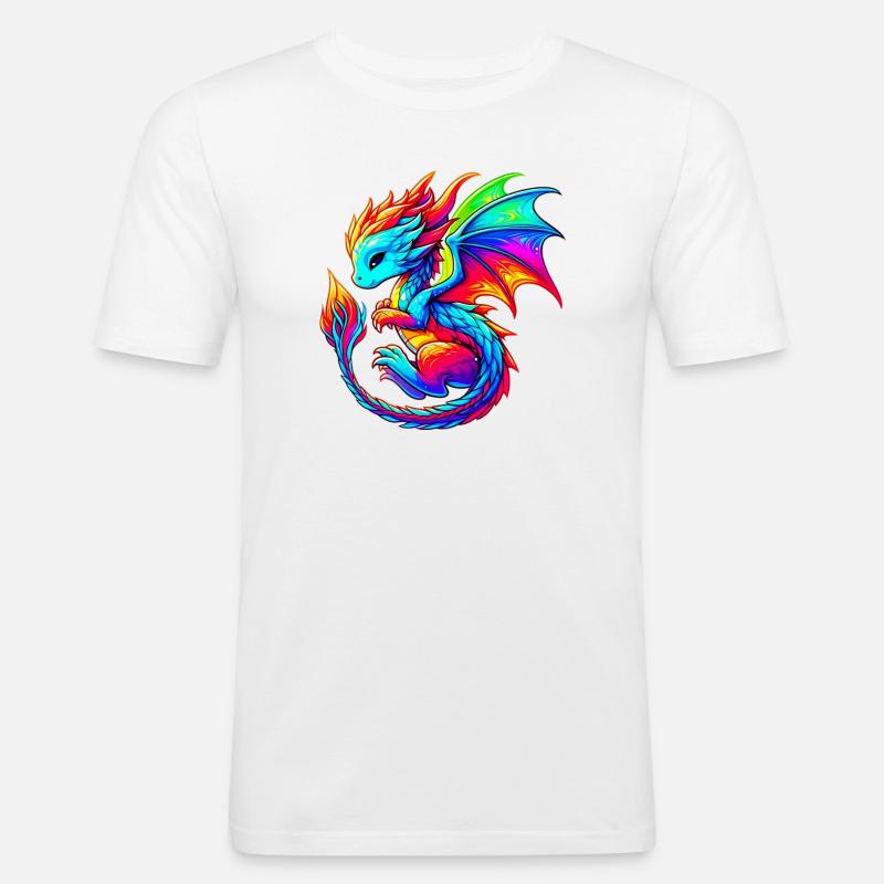 Drache - Männer Slim Fit T-Shirt - Weiß