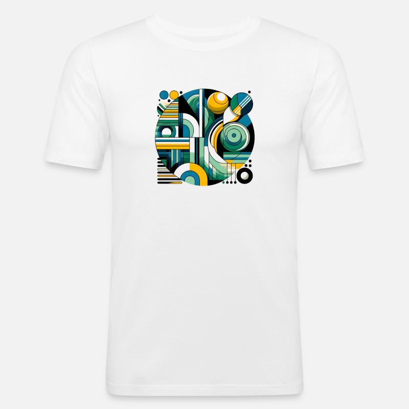 Neon Geometry — Retro Pulse - Männer Slim Fit T-Shirt - Weiß