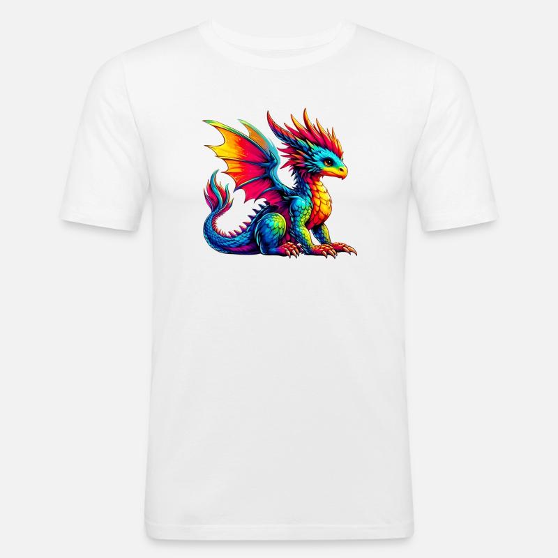 Drache - Männer Slim Fit T-Shirt - Weiß