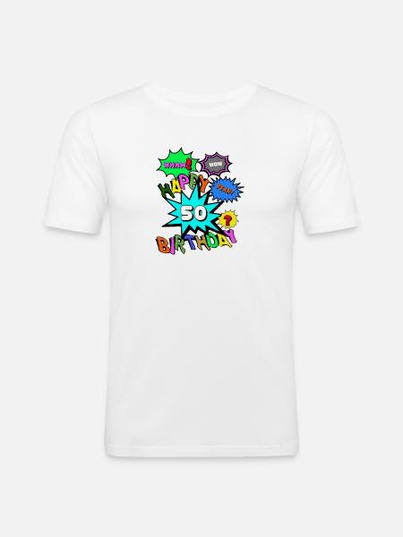 50-års fødselsdag,50 år,Tillykke med fødselsdagen Comic (25) - Herre Slim Fit T-Shirt - hvid