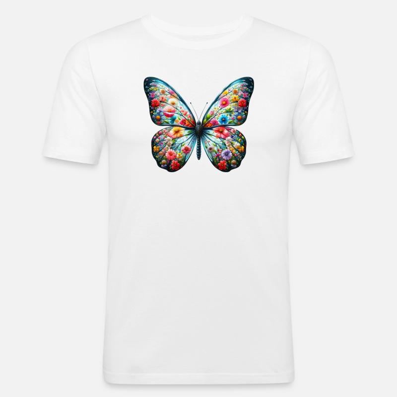 Schmetterling - Männer Slim Fit T-Shirt - Weiß