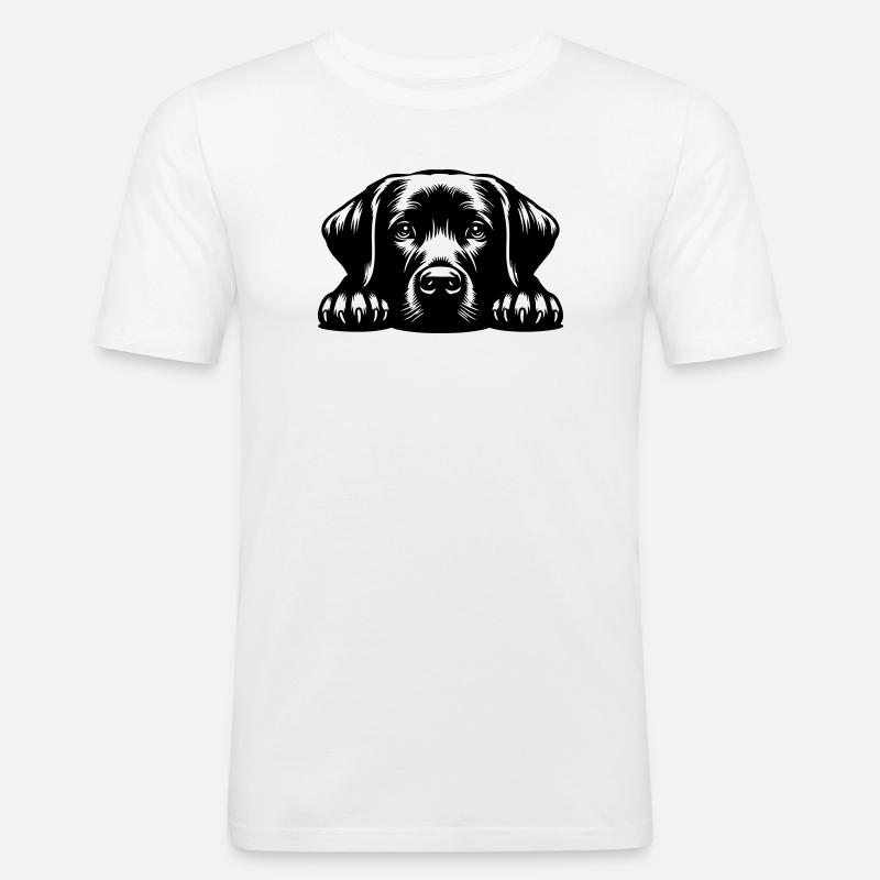 Labrador Kopf mit Pfoten - Männer Slim Fit T-Shirt - Weiß