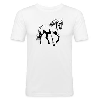 Pferd Araber - Männer Slim Fit T-Shirt - Weiß - Vorne - Nik (191cm)