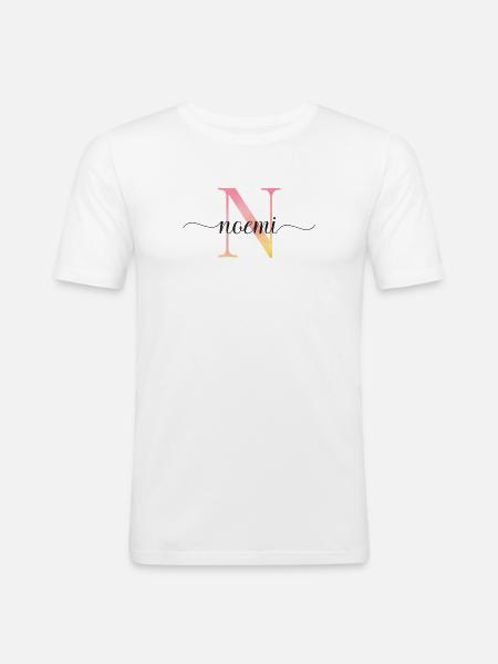 N | Monogramme | Nom | Noemi |Aquarelle - T-shirt près du corps Homme - blanc