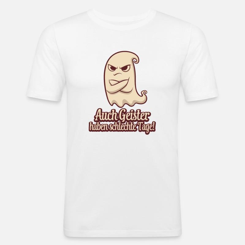 Grimmiger Geist Spruch Shirt - Männer Slim Fit T-Shirt - Weiß