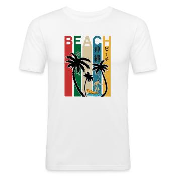 Okinawa Japan Beach Fun - Männer Slim Fit T-Shirt - Weiß - Vorne - Nik (191cm)