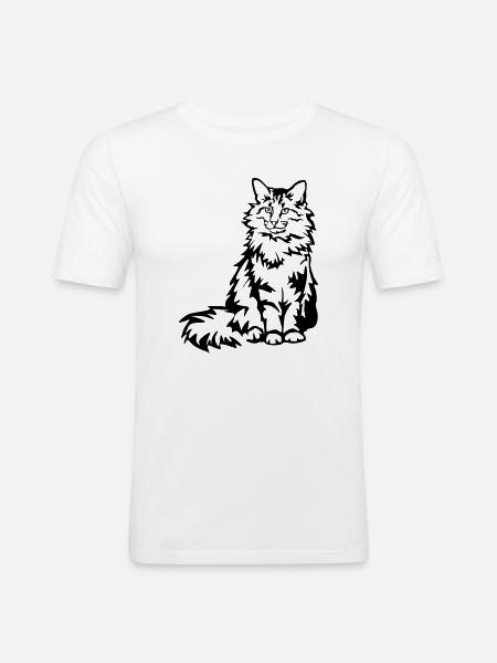 Norwegian Forest Cat - Men's Slim Fit T-Shirt - white