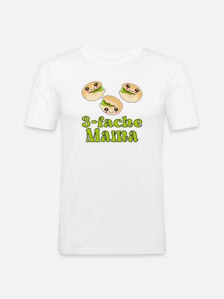Dreifache Mama BABY GEBURT - Männer Slim Fit T-Shirt - Weiß