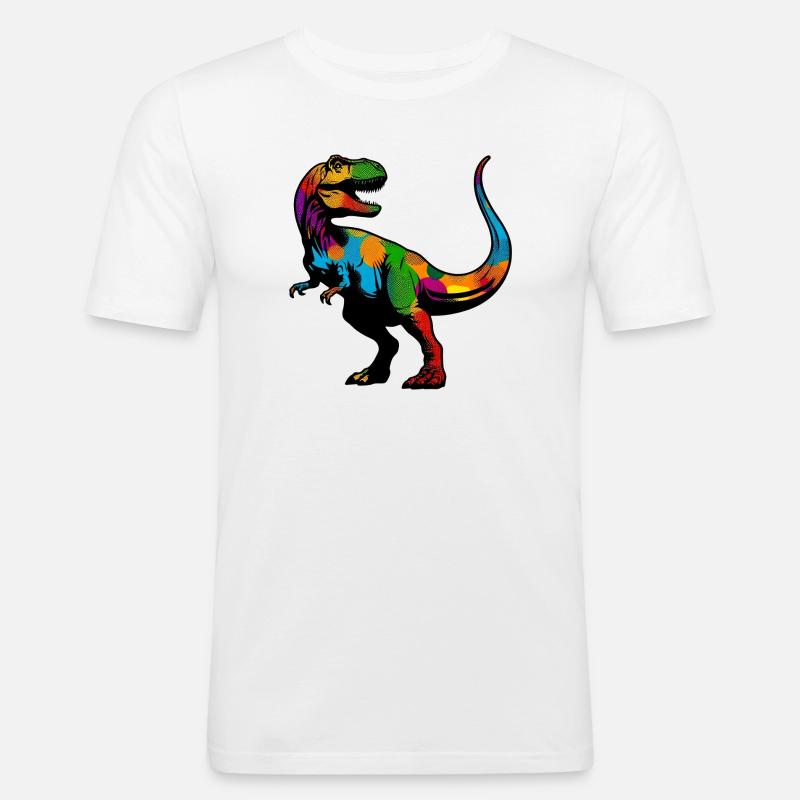 Dinosaurier - Männer Slim Fit T-Shirt - Weiß
