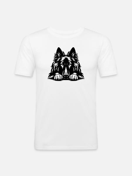 Tervueren Head with Paws - Men's Slim Fit T-Shirt - white