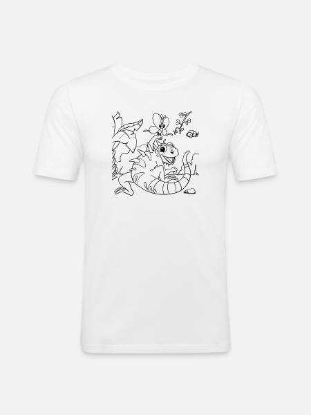 Iguana Jungle Coloring Page Hand Illustrated - Men's Slim Fit T-Shirt - white