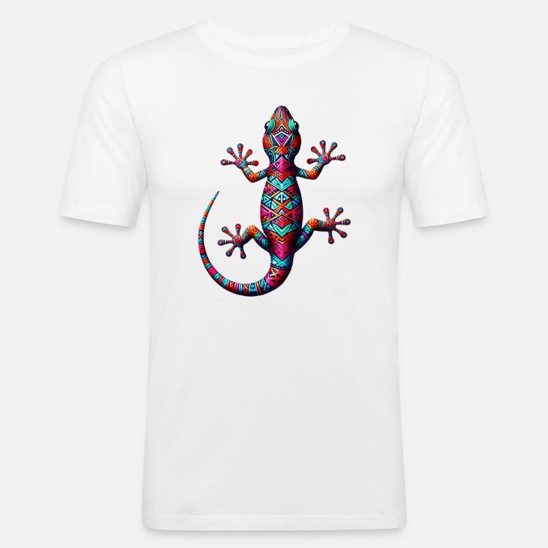 Gecko - Männer Slim Fit T-Shirt - Weiß