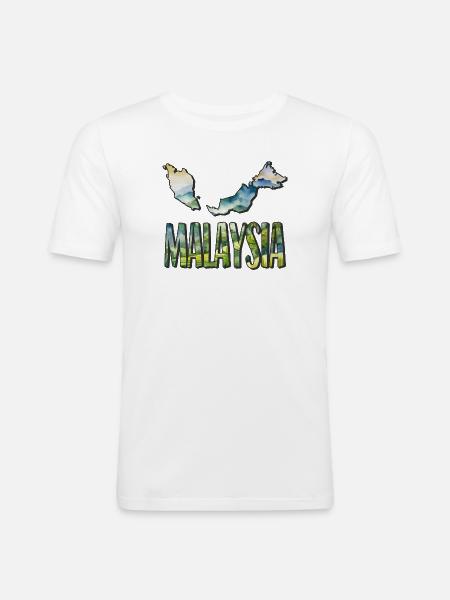 Carte aquarelle Malaisie - T-shirt près du corps Homme - blanc