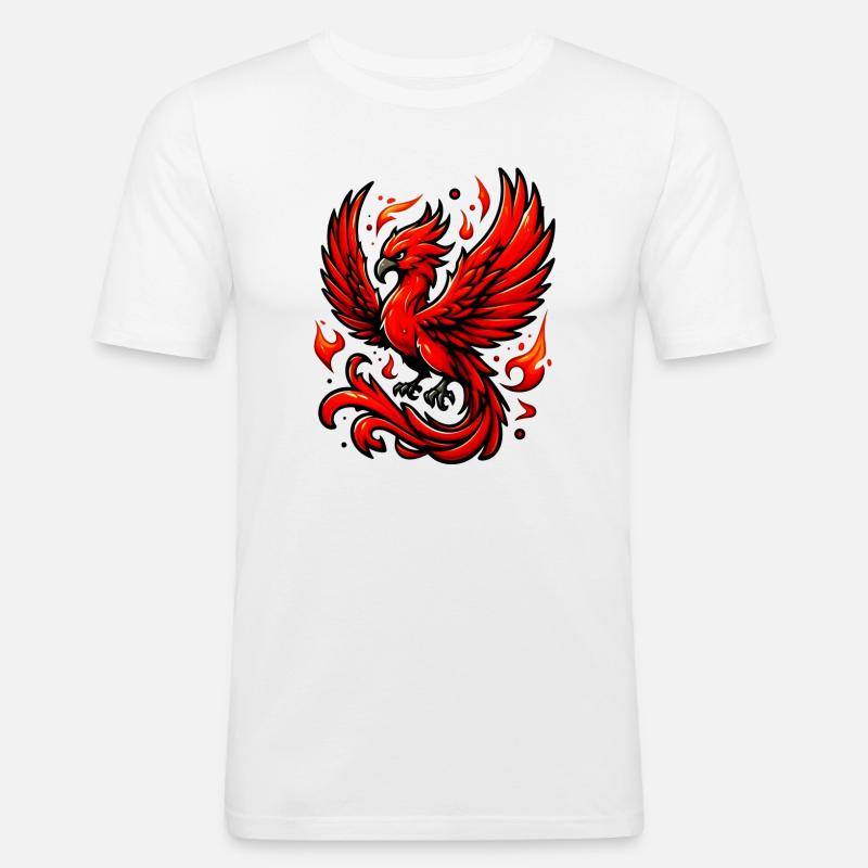 Roter Phönix - Männer Slim Fit T-Shirt - Weiß
