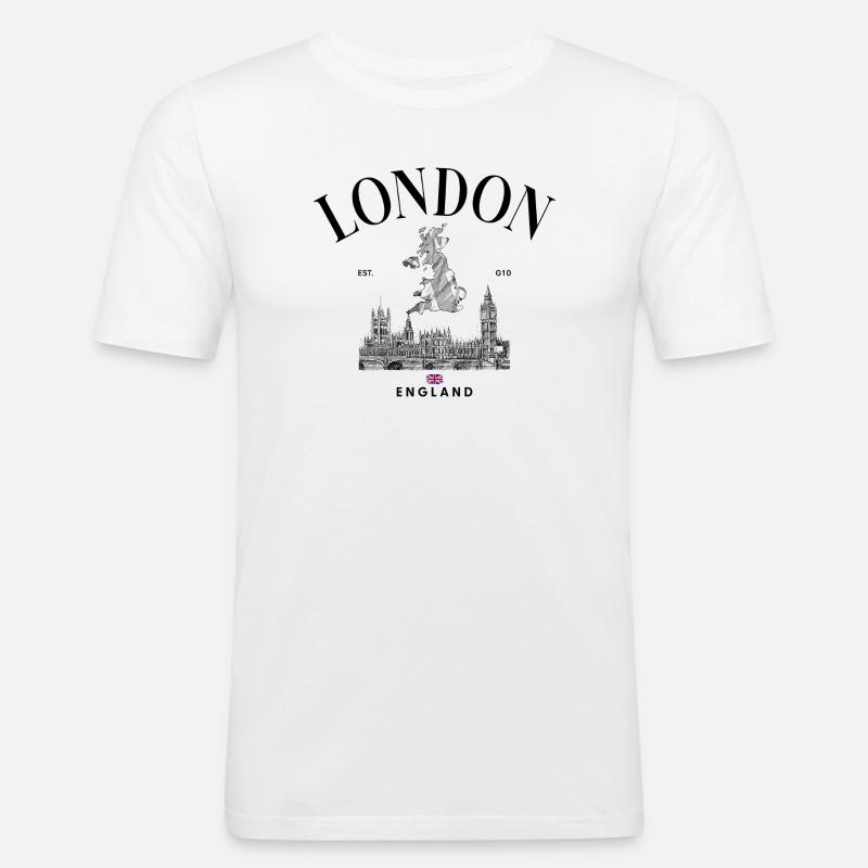 Tiny Union Jack auf Schwarz - Männer Slim Fit T-Shirt - Weiß