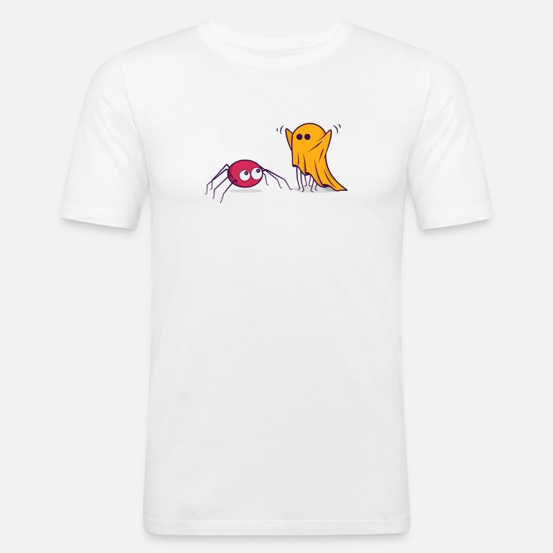 Halloween Spinne Geist Comic Cartoon Comic - Männer Slim Fit T-Shirt - Weiß