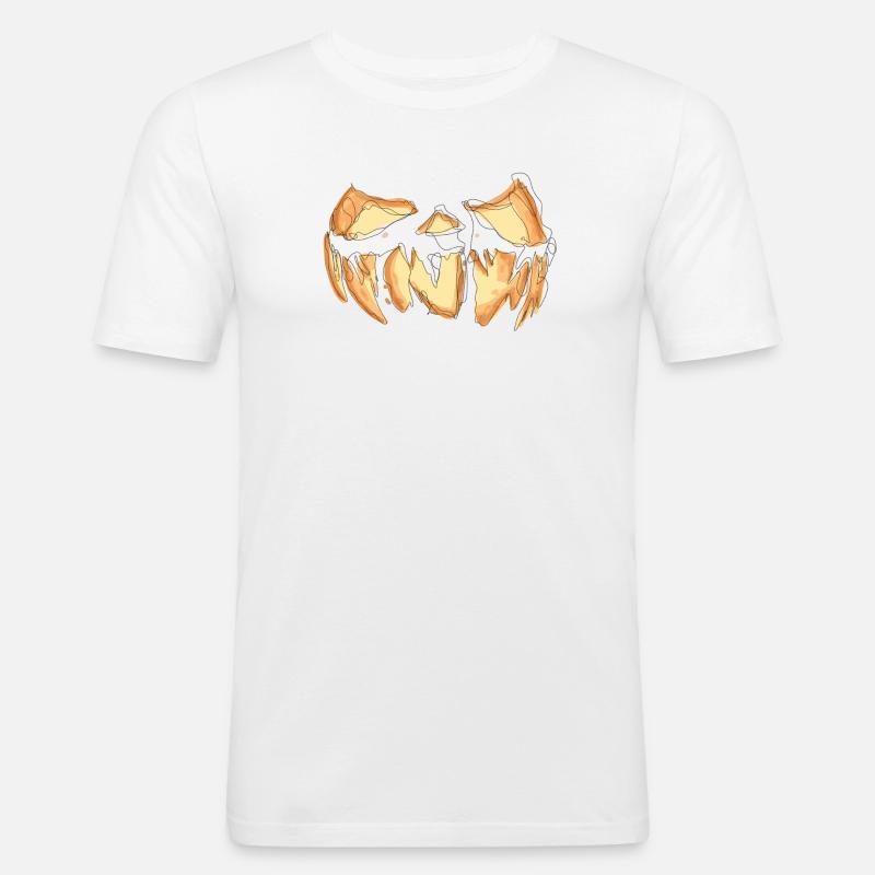 Kürbis Gesicht Halloween Scribble - Männer Slim Fit T-Shirt - Weiß