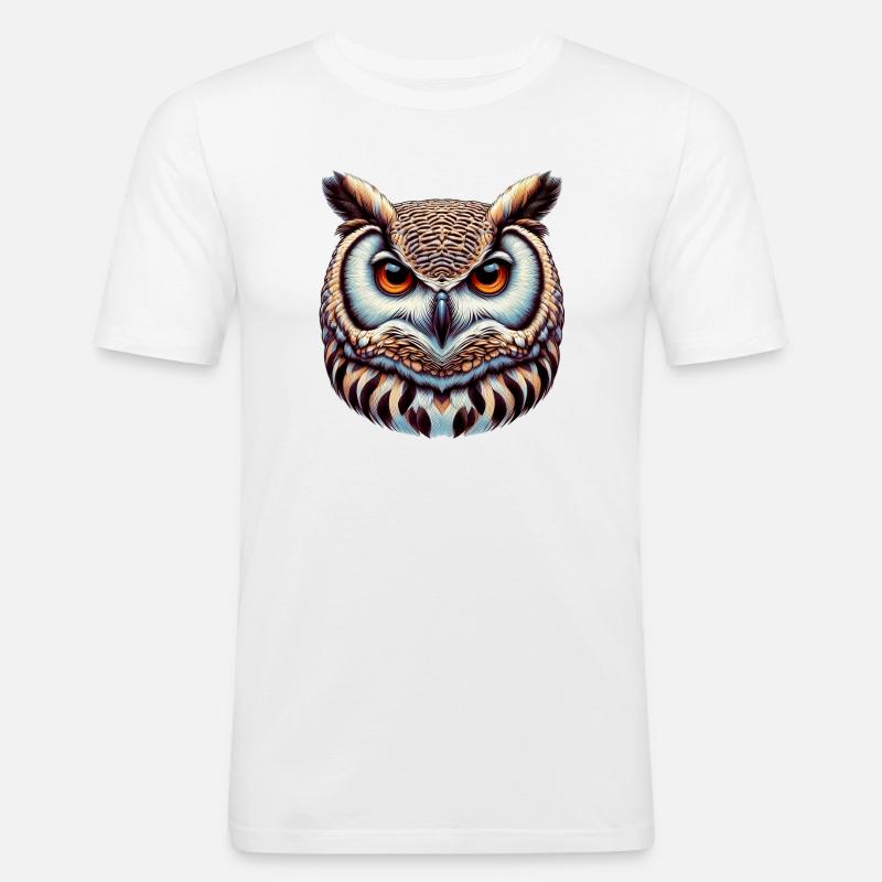 Eule - Männer Slim Fit T-Shirt - Weiß