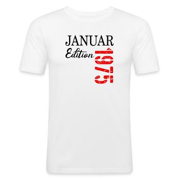 52. GEBURTSTAG JANUAR 1975 - Männer Slim Fit T-Shirt - Weiß - Vorne - Nik (191cm)