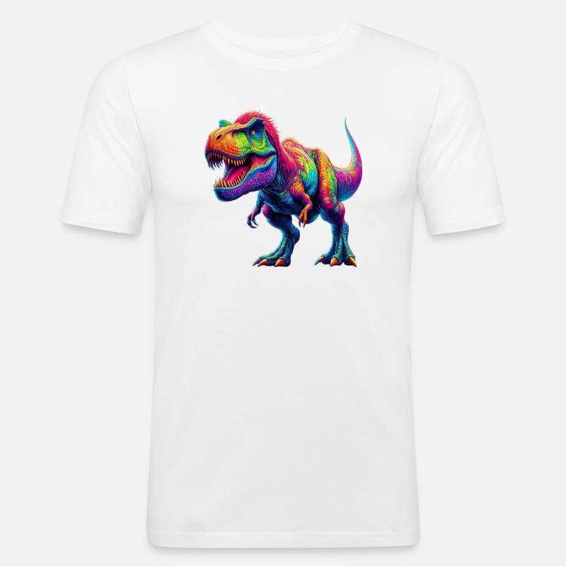 Dinosaurier - Männer Slim Fit T-Shirt - Weiß